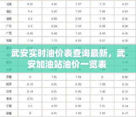 武安实时油价表查询最新，武安加油站油价一览表 