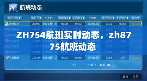 ZH754航班实时动态，zh8775航班动态 