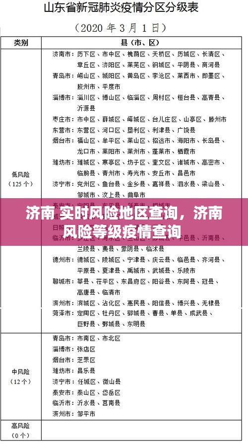 济南 实时风险地区查询，济南风险等级疫情查询 