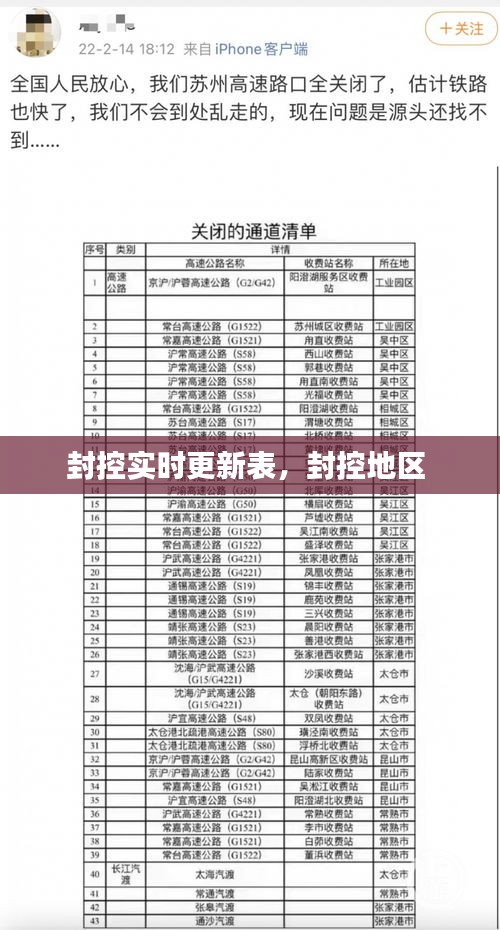 封控实时更新表，封控地区 