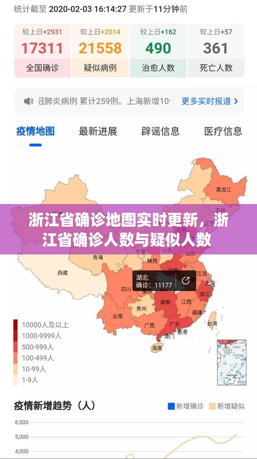 浙江省确诊地图实时更新，浙江省确诊人数与疑似人数 
