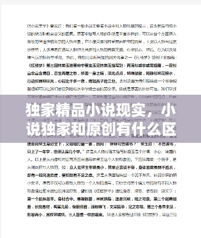 独家精品小说现实，小说独家和原创有什么区别 