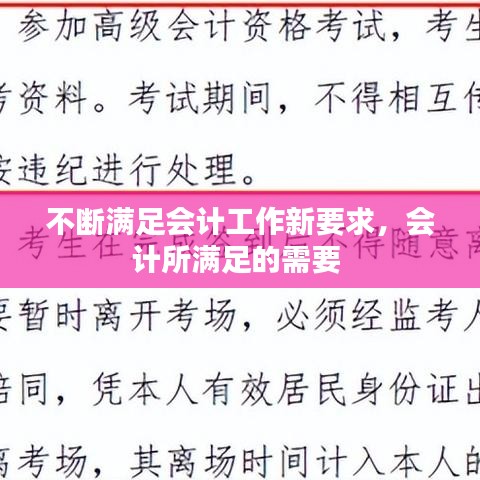 不断满足会计工作新要求，会计所满足的需要 