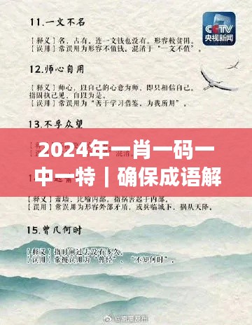 2024年一肖一码一中一特｜确保成语解释落实