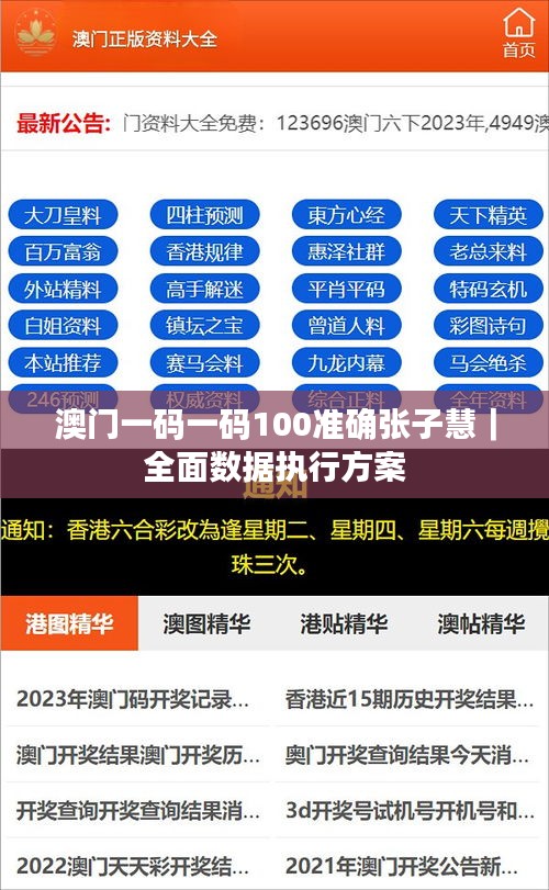 澳门一码一码100准确张子慧｜全面数据执行方案