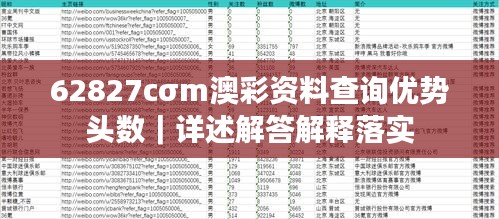 62827cσm澳彩资料查询优势头数｜详述解答解释落实