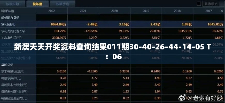 新澳天天开奖资料查询结果011期30-40-26-44-14-05 T：06