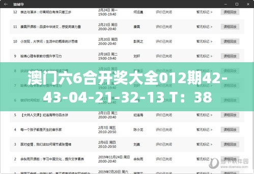 澳门六6合开奖大全012期42-43-04-21-32-13 T：38