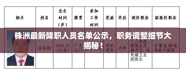 株洲最新降职人员名单公示，职务调整细节大揭秘！