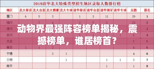 动物界最强阵容榜单揭秘，震撼榜单，谁居榜首？