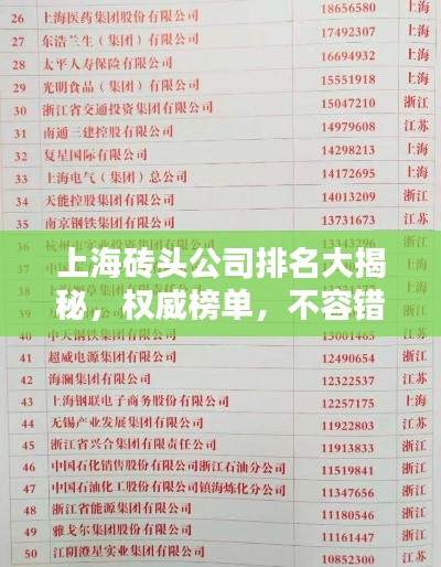 上海砖头公司排名大揭秘，权威榜单，不容错过！
