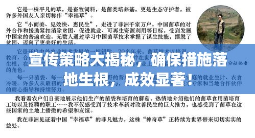 宣传策略大揭秘，确保措施落地生根，成效显著！