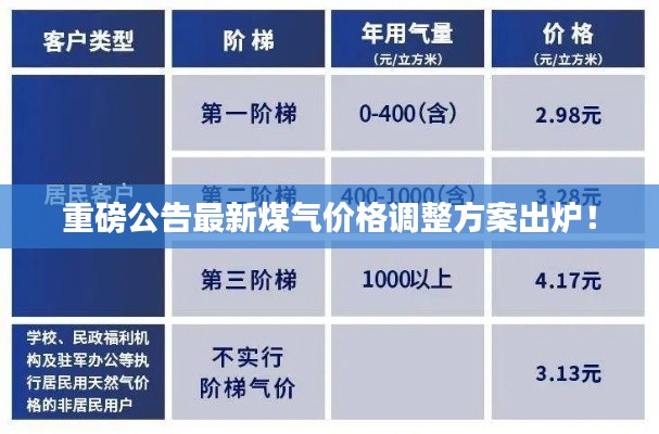 重磅公告最新煤气价格调整方案出炉！
