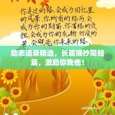 励志语录精选，长篇摘抄简短篇，激励你我他！