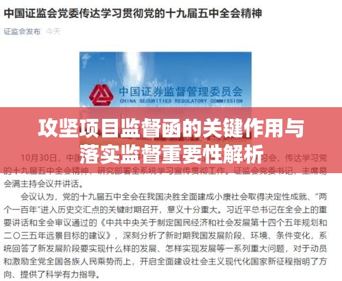 攻坚项目监督函的关键作用与落实监督重要性解析