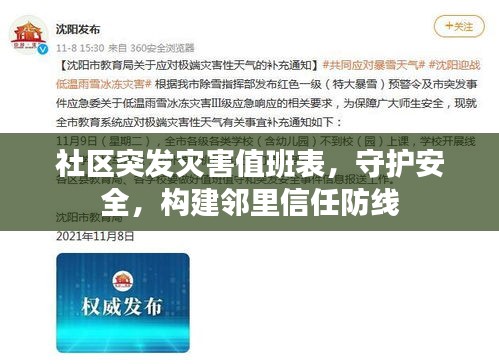 社区突发灾害值班表，守护安全，构建邻里信任防线