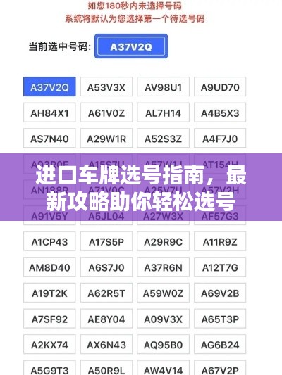 进口车牌选号指南，最新攻略助你轻松选号