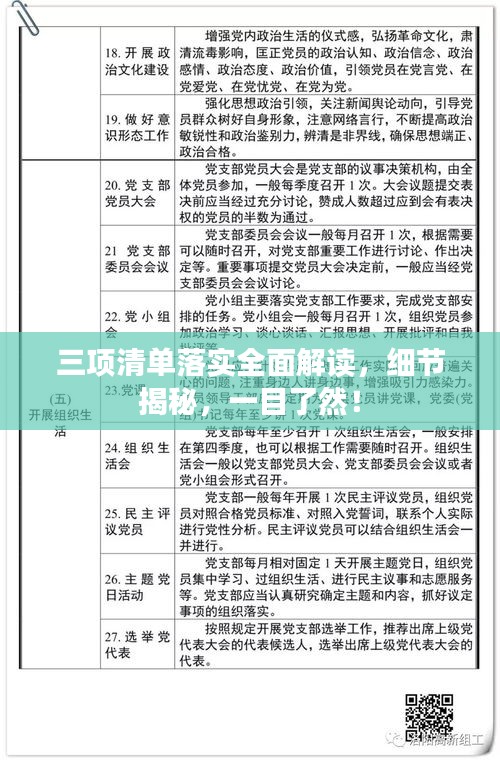 三项清单落实全面解读，细节揭秘，一目了然！
