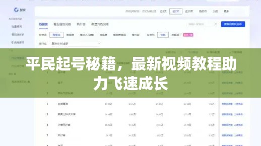 平民起号秘籍，最新视频教程助力飞速成长