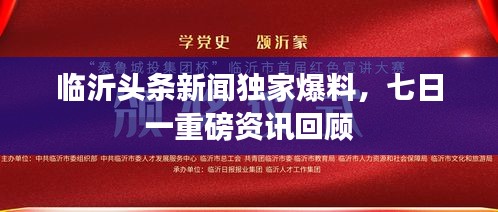 临沂头条新闻独家爆料，七日一重磅资讯回顾