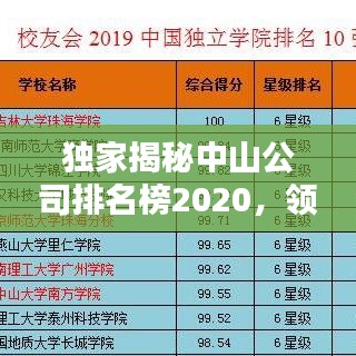 独家揭秘中山公司排名榜2020，领先企业辉煌成就大揭秘！