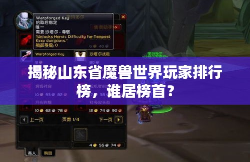 揭秘山东省魔兽世界玩家排行榜，谁居榜首？