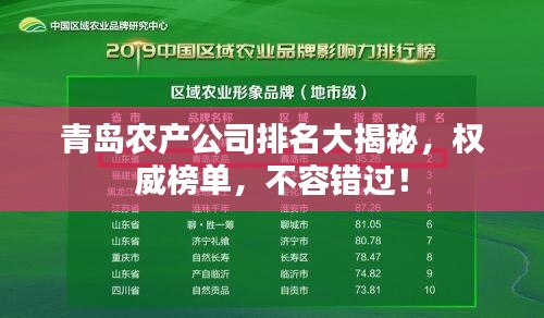 青岛农产公司排名大揭秘，权威榜单，不容错过！