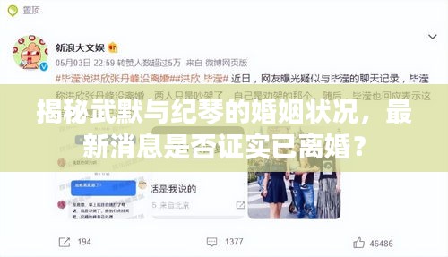揭秘武默与纪琴的婚姻状况，最新消息是否证实已离婚？