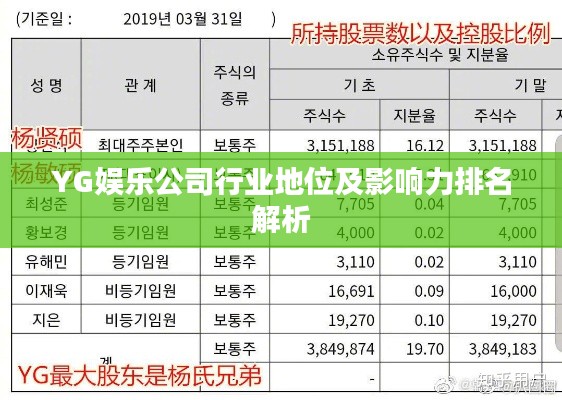 YG娱乐公司行业地位及影响力排名解析