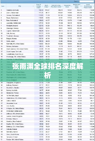 张雨渊全球排名深度解析